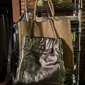 Chanel silver shoulder bag